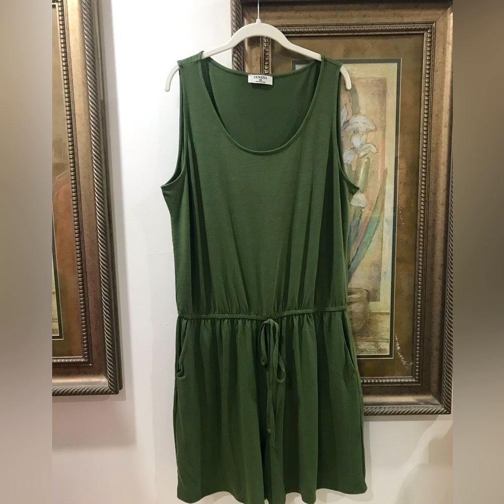 Casual Olive Green Drawstring Women’s Romper